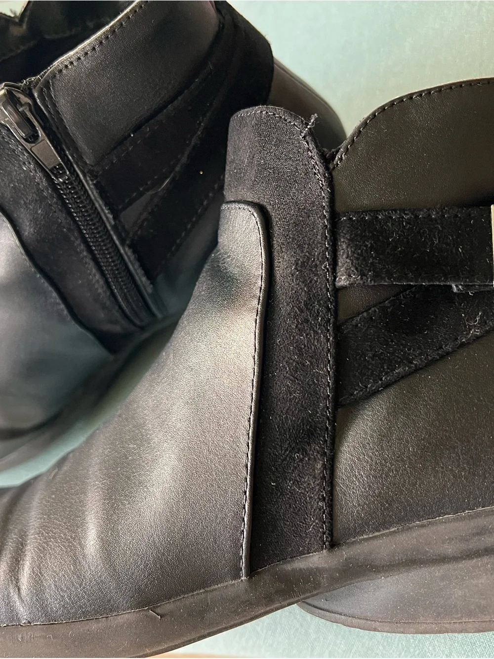 Karen Scott Women’s Black Leather Ankle Boots - Sleek Zip Casual Boots - Size 7